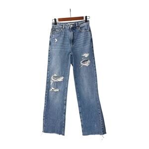 Garage Denim Wide Leg Distressed Blue Jeans Size Women's 0 (24)